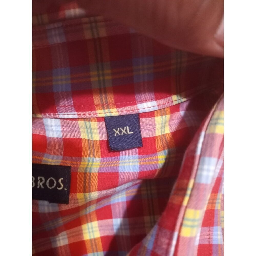 Gitman Bros Shirt Mens 2XL Red Multicolor Button Up Short Sleeve Plaid Cotton - Picture 10 of 12